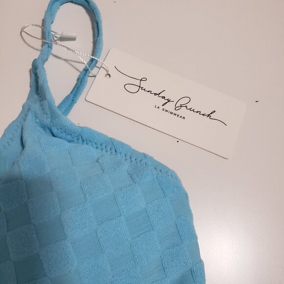 NWT Sunday Brunch CHECK MATE BIKINI in Blue - Size Medium - Picture 5 of 11